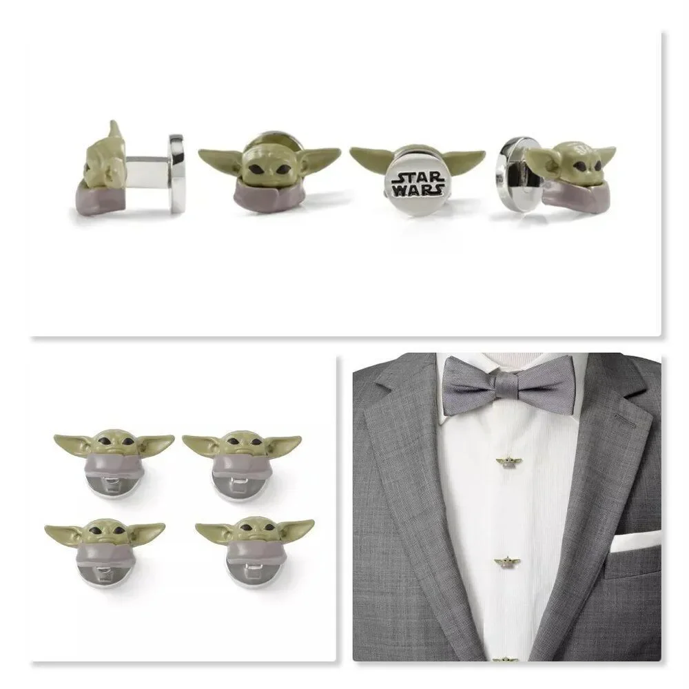 ✨CUFFLINKS, INC. ✨ NEW! Star Wars 3D Grogu Baby Yoda Tuxedo Stud Set